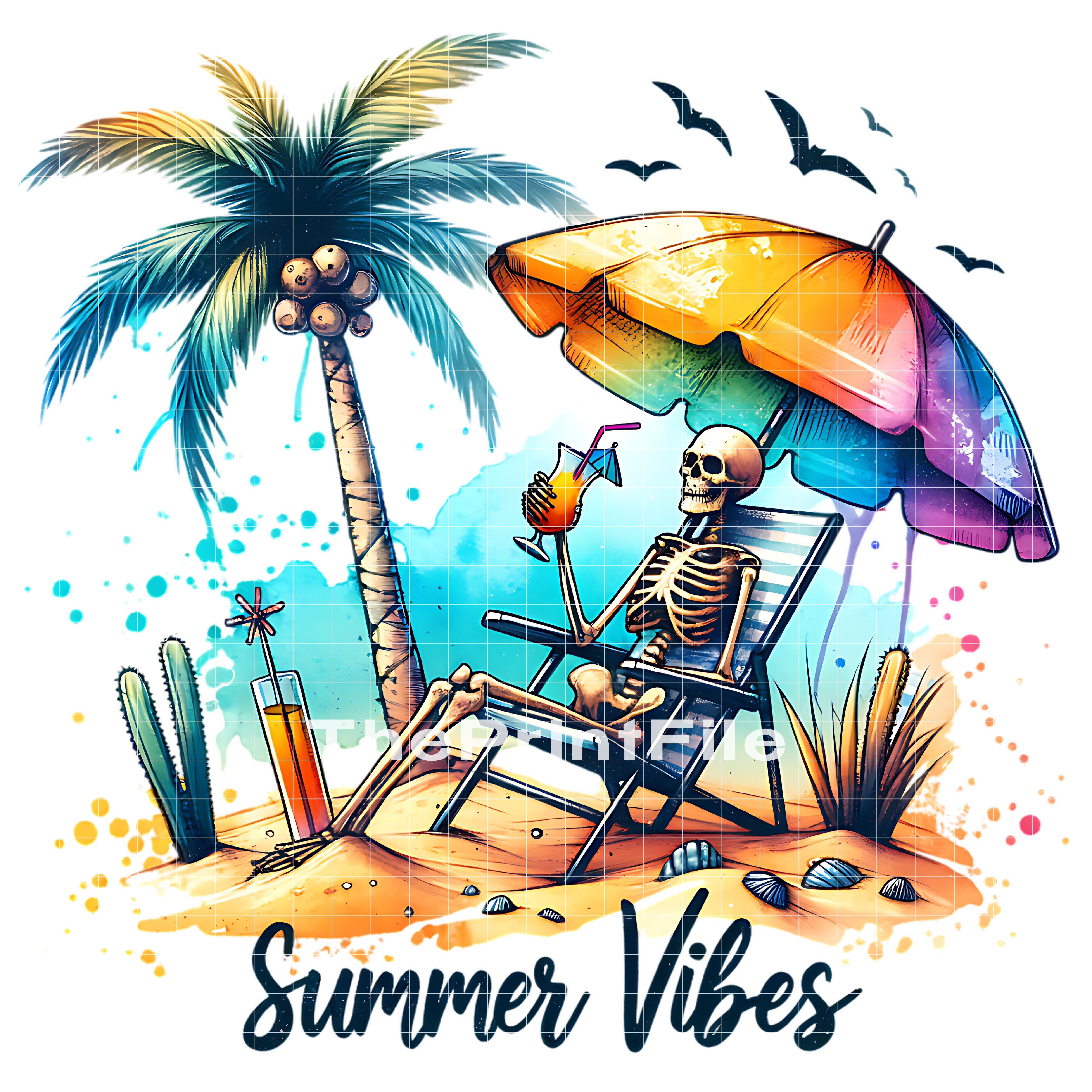 Summer Vibes Skeleton Png