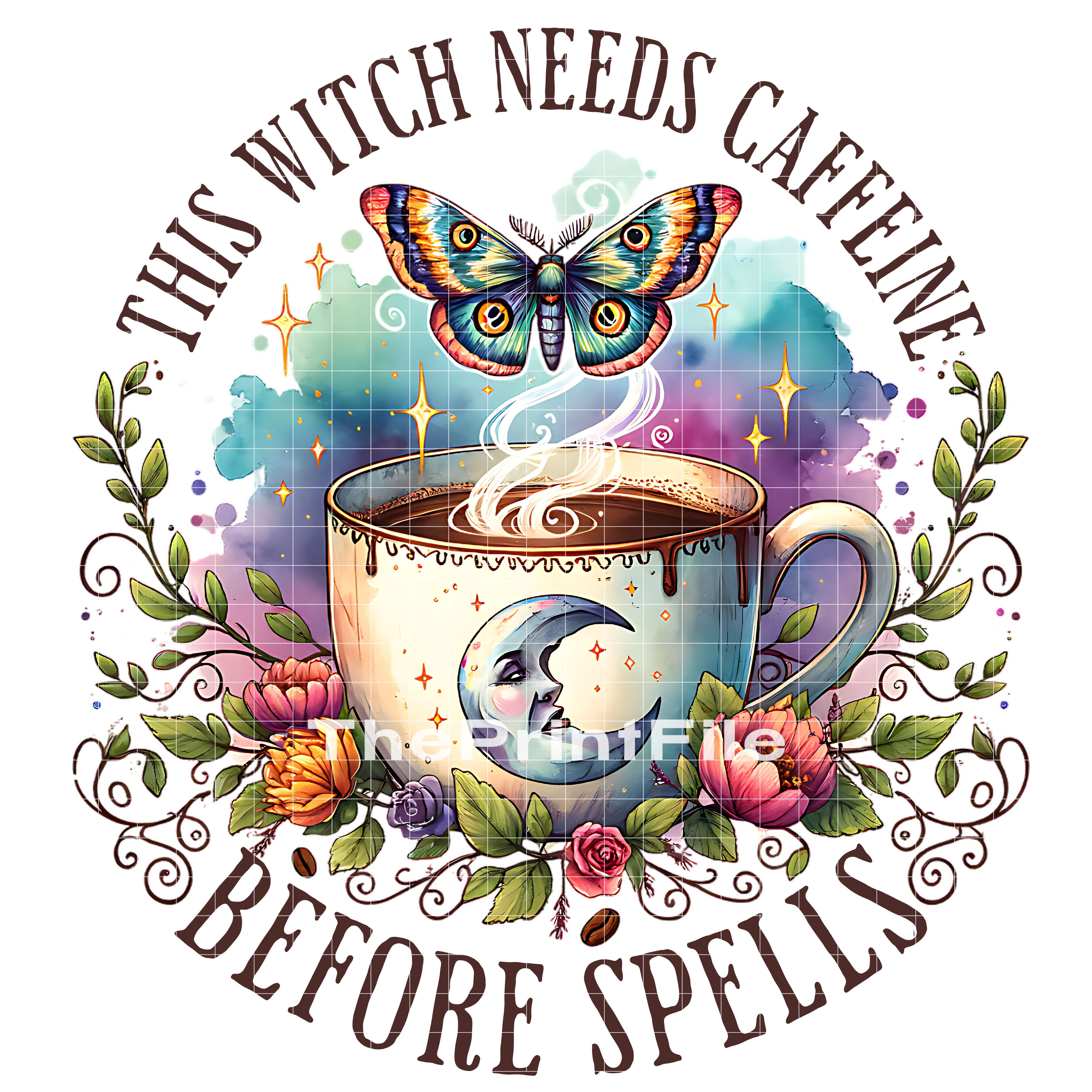 This Witch Needs Caffeine Before Spells Moon Mug Png